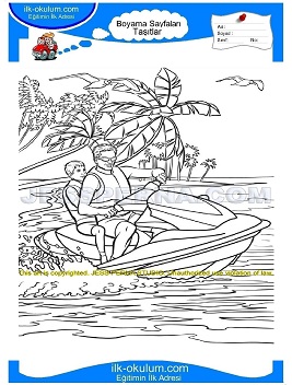 Çocuklar İçin Jet-Ski Boyama Sayfaları 